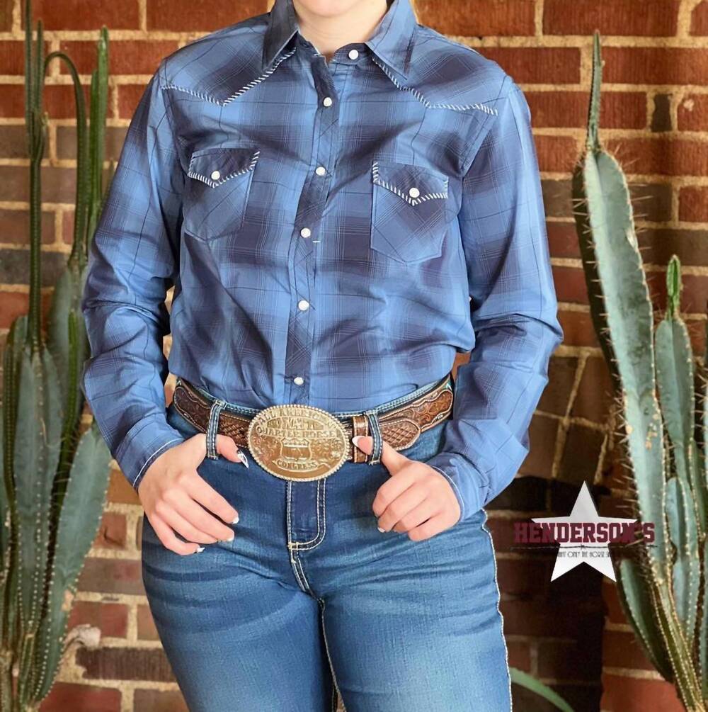 NEW PANHANDLE rough stock for her western shirt in navy